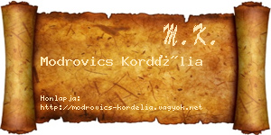 Modrovics Kordélia névjegykártya